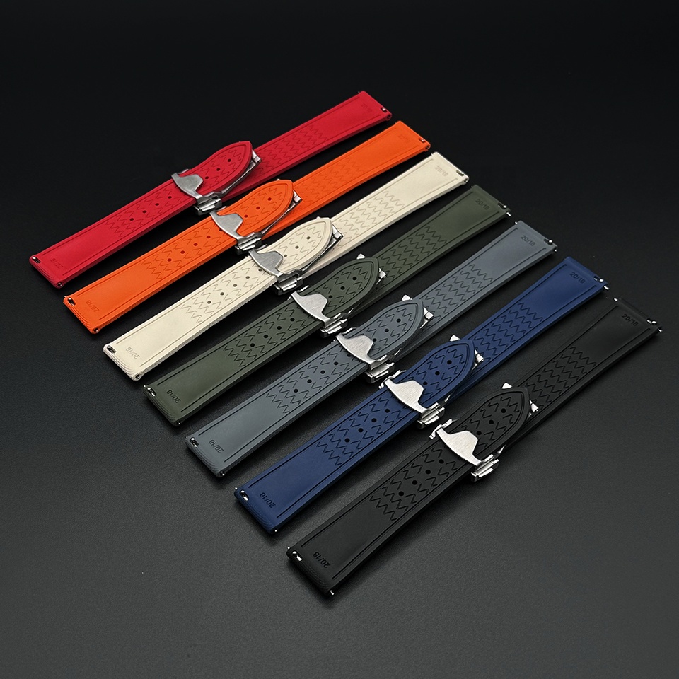 High Quality SportWatchband 20/21/22mm High-tensile Strength Luxury 18/19/23/24mm FKM Rubber Watch Strap Sailcloth Texture