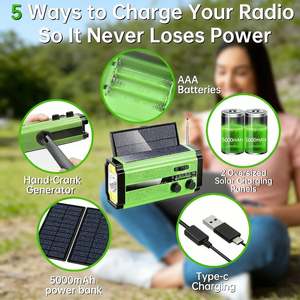 Radio de Emergencia Alecter APH-SR24, Esencial para Supervivencia en Cualquier Circumstancia, Manivela Solar, Banco de Energía USB-C de 5000mAh, AM/FM/NOAA, SOS - Product Image 3