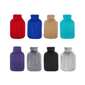 Bolsa de agua caliente de goma, bolsa de agua caliente clásica rellena de agua, bolsa de agua caliente rellena de agua con funda de tela, tejida - Product Image 4