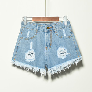 Shorts <span class=keywords><strong>en</strong></span> <span class=keywords><strong>jean</strong></span> déchirés élastiques grande <span class=keywords><strong>taille</strong></span> pour femmes, version coréenne d'été - Product Image 4