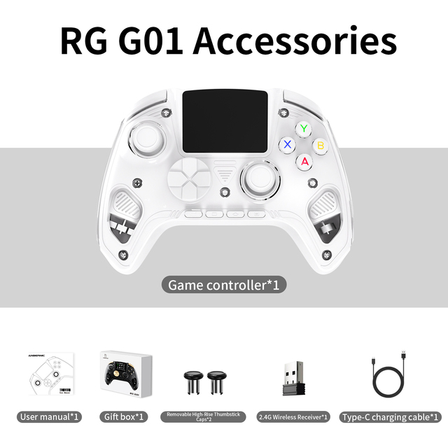 2026 New RG G01 Large-Screen Wireless Gaming Controller Smart-Control Dual-Cut Hall Linear s Joysticks & Game Controllers