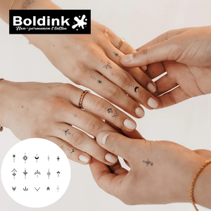 <span class=keywords><strong>Tatouage</strong></span> semi-permanent Boldink Noir Effet Peau de Peche, Symbole Doigt Lune Soleil Étoile, Art Corporel Imperméable Longue Durée 2 Semaines - Product Image 3