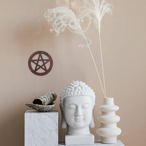 Pentagramme En Bois Autel Tuile Rustique Astrologie Mur Signe Peint À La Main Ornements pour Tarot Païen Autels Rituels Apporte Le Bonheur - Product Image 3