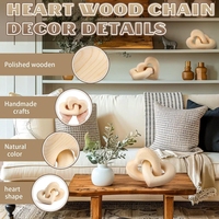 Ornement en bois naturel fait main Art Déco, motif nœud de chaîne en forme de cœur entrelacé, cadeau pour anniversaire, diplôme, couples