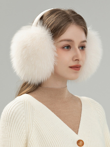 Offre Spéciale de haute qualité de luxe femmes réel fourrure de renard cache-oreilles en gros hiver doux cache-oreilles protéger plus chaud argent fourrure de renard oreillette - Product Image 2