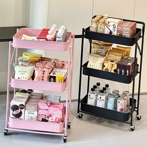 可折叠三层滚动储物车，免安装一秒开锁碳钢多用途家用推车 - Product Image 2