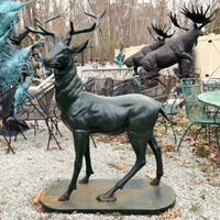 Vente chaude Antique Bronze Cerf Statues Grandeur Nature Jardin Parcs Décoration Extérieure Fer Animaux Sculptures Sculpture Personnalisée