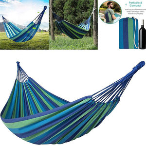 Cotton Hammock Blue Green 150kg Capacity <b>Portable</b> Outdoor Indoor Use Swing Hanging <b>Bed</b> - Product Image 5