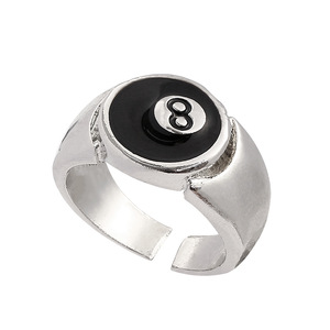 Stile Punk biliardo numero nero 8 anello regolabile di apertura per le donne uomini in lega di metallo anelli moda Hip Hop <span class=keywords><strong>Rock</strong></span> gioielli regalo - Product Image 1