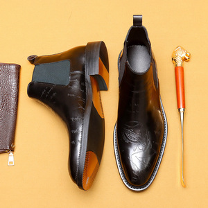 Botas Chelsea de lujo de alta calidad para hombre, botines británicos de cuero con punta tallada, formales de negocios, de caña alta - Product Image 6