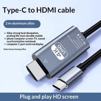 USB-C zu HDTV Kabel 4K 60Hz 2M Nylon/PVC-Ummantelung für Tablet iPhone 15-17 MacBook iPad Projektor Laptop