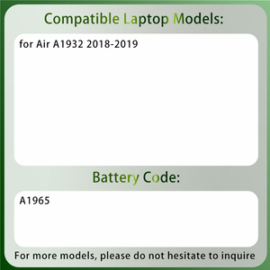 <span class=keywords><strong>Batterie</strong></span> d'ordinateur portable de haute qualité d'usine A1965 pour <span class=keywords><strong>MacBook</strong></span> <span class=keywords><strong>Air</strong></span> A1932 2018-2019 A2179 2020 H1 4379mAh - Product Image 2
