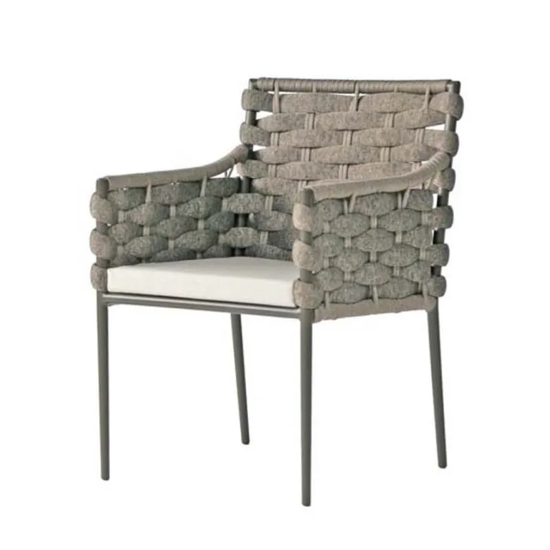 Sıcak satış Modern veranda yemek bahçe halat Rattan masa sandalyeler ticari otel restoran dış mekan mobilyası Park kullanımı için