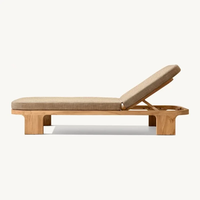 Chaise longue d'extérieur moderne en teck, chaise longue de relaxation pour jardin, ensemble de chaises pour hôtel, resort, plage et camping