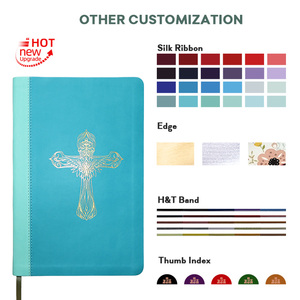 Service d'impression recyclable en gros personnalisé KJV Croix Sainte <span class=keywords><strong>Bible</strong></span> Couverture Bleu Couleur PU Feuille Estampage <span class=keywords><strong>Bible</strong></span> - Product Image 6