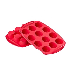OEM ODM DIY Regular Size Cupcake Tray with Hard Handle Dishwasher Safe Heat Resistant 12 Cup <b>Silicone</b> Muffin <b>Baking</b> Pan - Product Image 5
