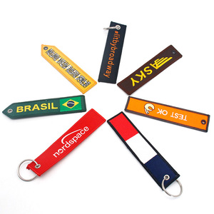 Make Your Own Logo Custom Durable Woven Embroidery Keychain Thermal Transfer Printing Polyester Material Custom Promotional