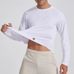 Custom Outdoor Fitness Running Wear Knitted Print Breathable Quick-Dry Thin Elastic O-Neck Sports <b>Long</b> Sleeve T-Shirt Men - Product Image 1