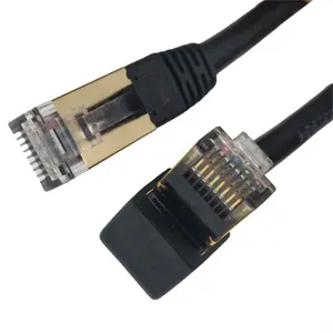 Good Price Right Angle To Straight Rj45 Connector cat6 FTP 24AWG Black Cat6 FTP Indoor Network Lan Jumper Cable Patch Cord