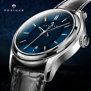 PONIGER – montre <span class=keywords><strong>automatique</strong></span> pour hommes, 415mm, mécanique, étanche à 50M, cadran lumineux, miroir saphir, boîtier en métal, bracelet en acrylique - Product Image 6