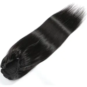 black Straight Drawstring Ponytail Human Hair Extensions Brazilian Remy Hair Clip Ins extension For Women