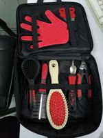 Kit de toilettage pour animaux de compagnie 8 en 1, portable, pour chien et chat, outil de nettoyage et de démêlage des poils, avec coupe-ongles, peigne, gant et sac de rangement de voyage