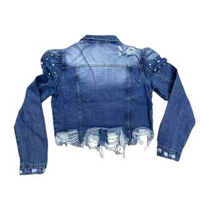 Vestes d'extérieur en denim boutonnées diamantées Veste de meulage courte pour fille Vestes d'usure quotidienne pour femmes - Product Image 2