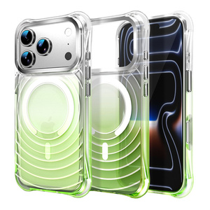 เคสโทรศัพท์แม่เหล็กนีออนลายคลื่นสีสันสดใสสำหรับ iPhone 17 16 15 14 Pro Max  แบบกันกระแทกใสไล่เฉดสีรุ้ง  ฝาหลังลายคลื่น - Product Image 1