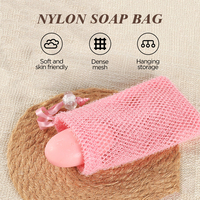 Sac à savon exfoliant pour le corps en nylon portable et simple, à suspendre, avec éponge africaine en filet pour la mousse de savon