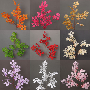 Feuilles d'arbre à thé artificielles, branche unique, haute simulation, en soie, pour décorations de mariage - Product Image 5