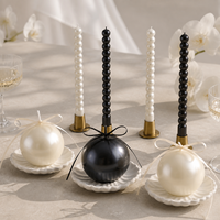 Arovi - Ensemble de bougies de luxe en perles pour la décoration de table de mariage, bougie en forme de perle avec plateau en coquillage pour les cadeaux de mariage