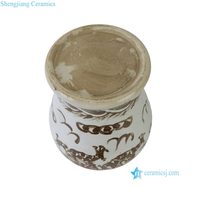 Vase décoratif de mariage en porcelaine RYKB177-D, base blanche, sous-glaçure marron, motif nuage de dragon, avec couvercle à bouton rond