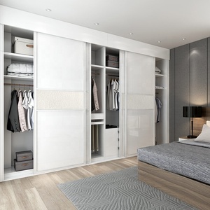 New Design Bedroom Furniture Sliding Door Wooden Lacquer Modern White Simple Home <strong>Wardrobe</strong> Customized Size Bedroom <strong>Closet</strong> - Product Image 5