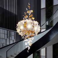 Lustre ovale de grande taille pour décoration artistique, en verre, LED, hauteur réglable, pour villa, hôtel, restaurant, éclairage de plafond MD92488