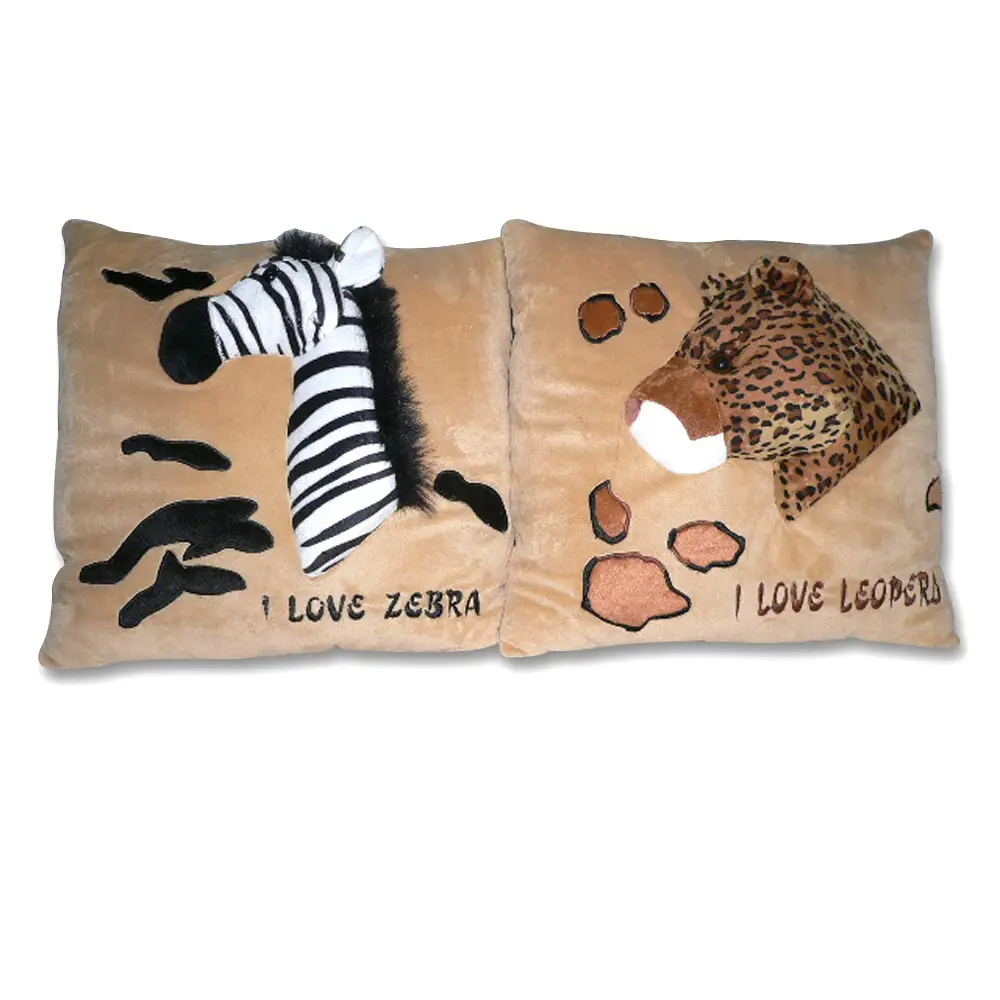 Coussins carrés en peluche FAMA OEKO Audit coussin câlin en tissu super doux animaux de safari