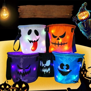 Cesta de Halloween con Luz LED Personalizada 2025, Bolsa de Dulces para Niños, Cestas de Halloween con Luz LED - Product Image 1