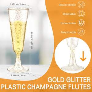 Mingyu Gold Champagne Glitter Verre jetable et plastique PS Matériel incassable pour Cocktail Soirée Mode - Product Image 6