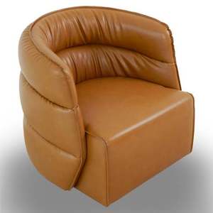 Hot Sale Modern Walden Swivel <b>Chair</b> - Vegan Tan Leather Convertible & Reclining for Living Room Office Hotel & Bedroom - Product Image 2