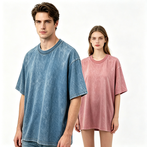 T-shirt Homme Col Rond Oversize 100% Coton Délavé à l'Acide Style Hip Hop, Design Personnalisé, Grammage Lourd, Épaules Tombantes, Urbain - Product Image 2