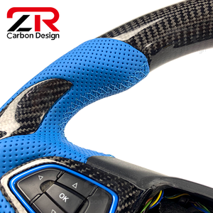 Volant de course sport en cuir véritable personnalisé avec fibre de carbone pour Ford <span class=keywords><strong>Focus</strong></span> MK3 MK4 ST <span class=keywords><strong>RS</strong></span> - Product Image 4
