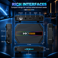 Ihomemix HK1 RBOX X5S Boîtier Smart TV Android 14 Amlogic S905Y5 4K AV1 WiFi6 4GB 64GB avec commande vocale et décodeur réseau