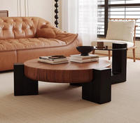 Nouvelle table basse en noyer noir d'Amérique du Nord, ensemble de meuble TV, style nordique moderne minimaliste, salon, table d'appoint en bois massif