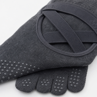 Chaussettes de yoga pour femmes à brides croisées, antidérapantes, pour Pilates, Barre, Ballet, athlétiques, respirantes, à cinq doigts séparés avec grip
