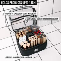 Trolley de Maquillage Grande Capacité Écologique avec Pochettes Transparentes, Pliable et Tendance en Nylon avec Fermeture Éclair