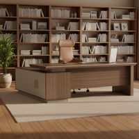 Scrivania Moderna a L per Ufficio, Set di Lusso per CEO, Manager, Postazione di Lavoro Personalizzabile
