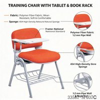 Chaise de formation en maille noire avec tablette d'écriture et accoudoirs, pieds en acier, chaise de bureau scolaire 33587-SF037A
