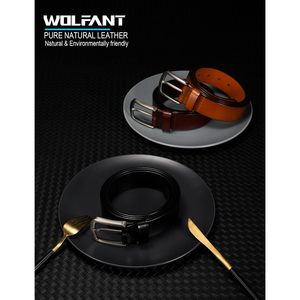 WOLFANT Men Genuine Leather <b>Belt</b> 1.5 Inch Full Grain Cow Hide Pin Buckle Casual Dress <b>Belt</b> - Product Image 5