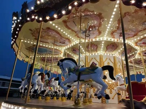Parque temático grande 16 asientos Merry Go Round atracciones al aire libre niños carrusel caballos a la venta - Product Image 4