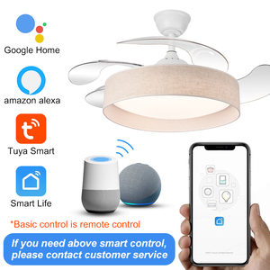 Y277 Có Thể Thu Vào Quạt Trần Với Ánh Sáng 3 4 Lưỡi Cây Gai Dầu Vải Hình LED Quạt Trần Với Ánh Sáng Và Điều Khiển Từ Xa - Product Image 3