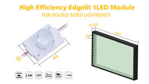 โมดูล LED กันน้ำ IP65 แบบ Edgelit 1.5W 12V 225LM ความสว่างสูง 2835 SMD พร้อมเลนส์ 45x15 สำหรับกล่องไฟสองด้าน รับประกัน 5 ปี - Product Image 6